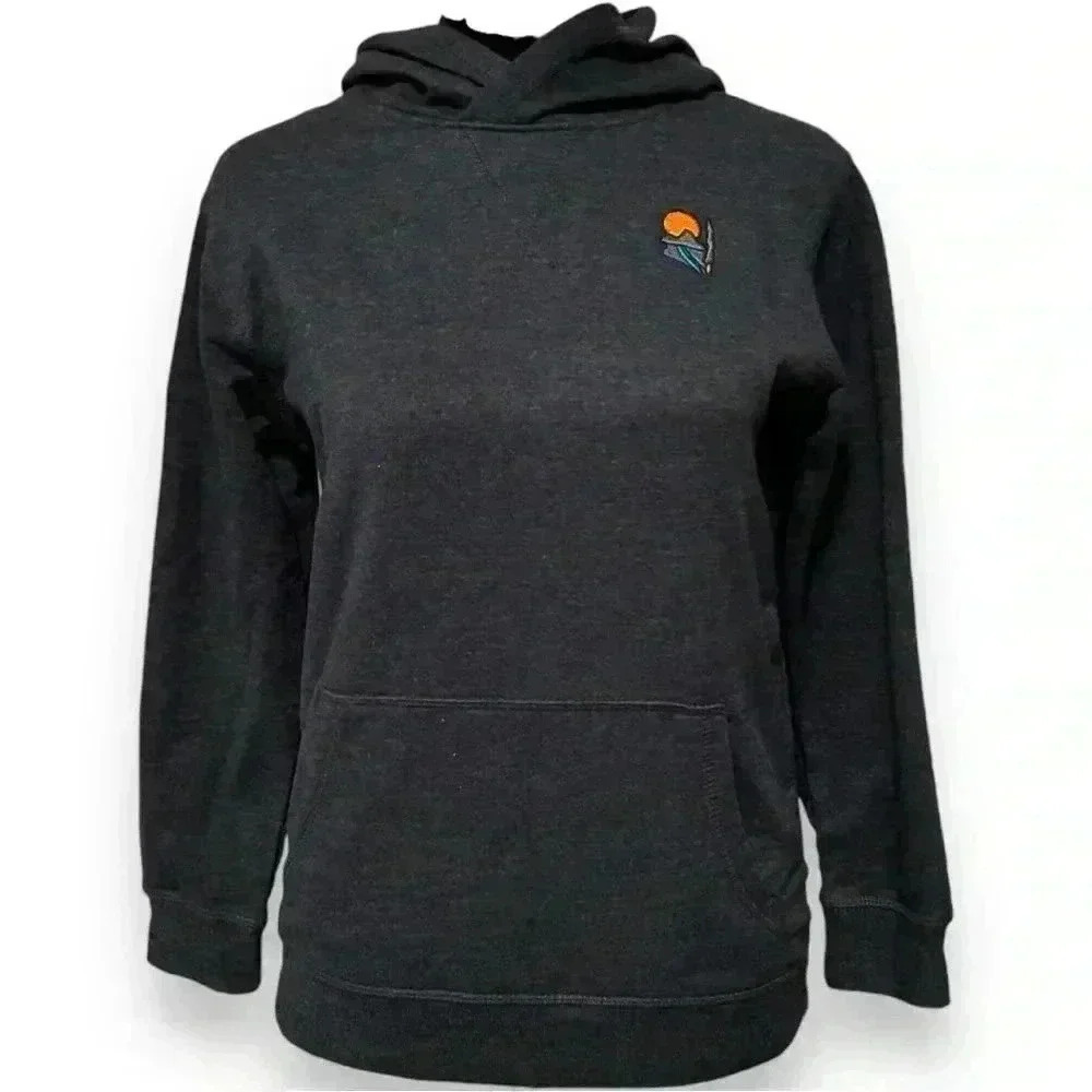 Threads 4 Thought Size 12 Dark Gray Soft Pullover Hoodie with Embroidered Detail